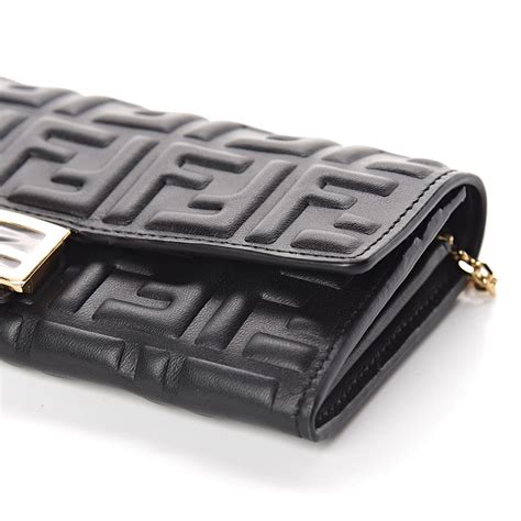 fendi leather continental flap wallet|fendi continental wallet with chain.